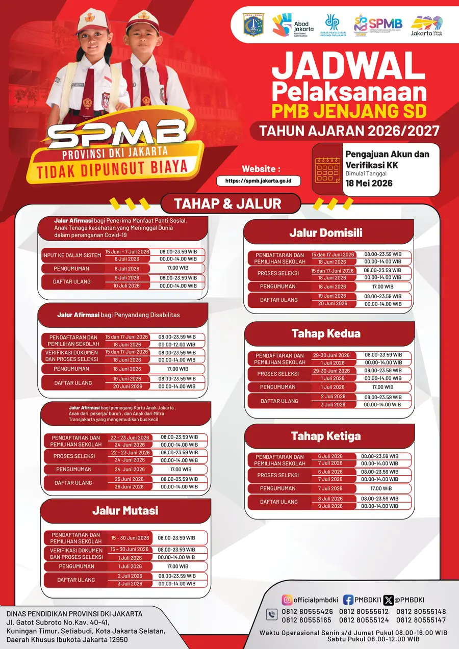 Jadwal Pelaksanaan Penerimaan Murid Baru Jenjang SD Tahun Ajaran 2026/2027 — foto 1