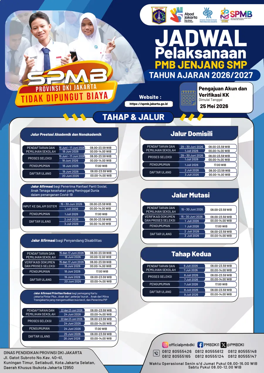 Jadwal Pelaksanaan Penerimaan Murid Baru Jenjang SMP Tahun Ajaran 2026/2027 — foto 1